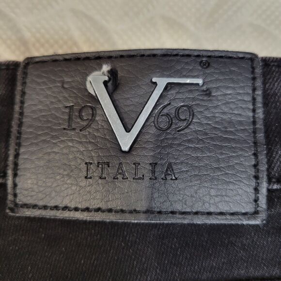V1969 Vercase Moto Jeans Mens 28x30 Black Cargo Skinny Rock And Roll Emo Punk - Picture 8 of 15